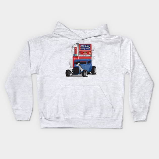 Blue 1932 Chevy 5 Window Coupe Hot Rod Garage Built Print Kids Hoodie by RPM-ART